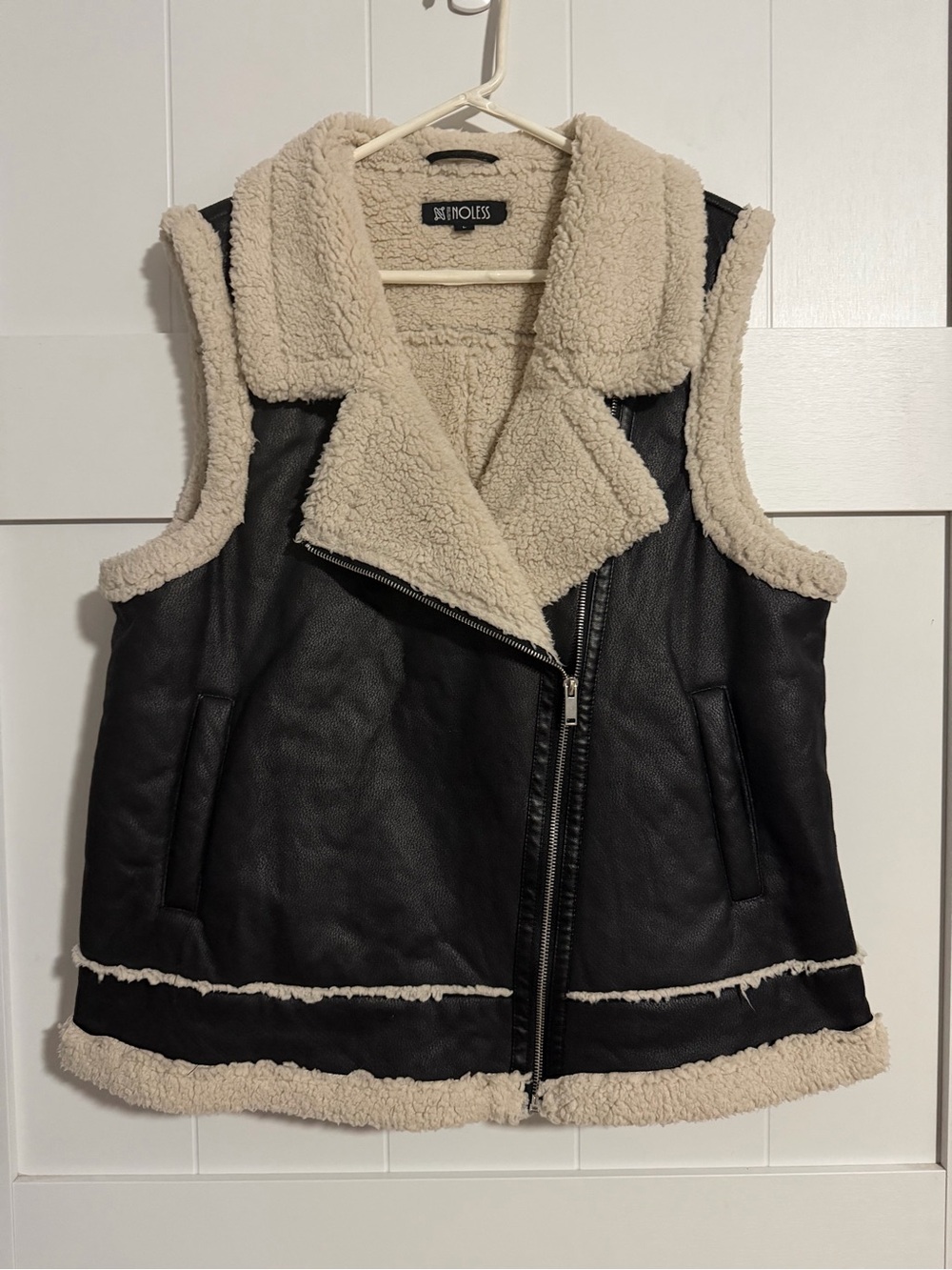Blank NYC Black Faux-Leather Sherpa-Lined Vest